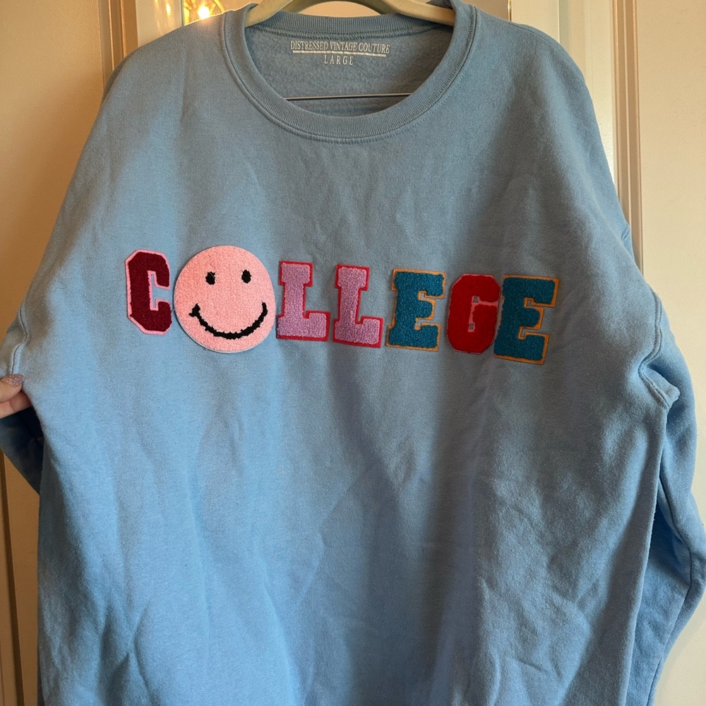 Blue College Graphic Sweatshirt